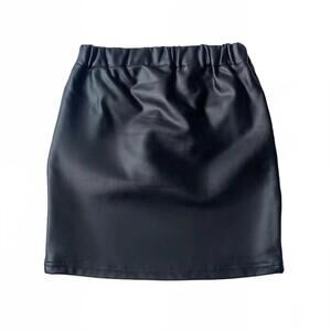 NEW LITTLE OLIN girl's faux leather skirt in black